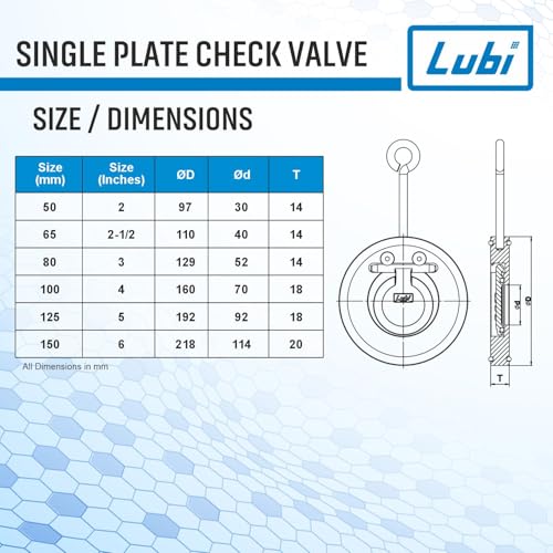 Image of LUBI 4 inch Single Plate Check Valve Wafer Type - Ductile Iron | Non Return Valve (NRV)| Compact Design, Corrosion Resistant, Leak-Proof, Easy Installation