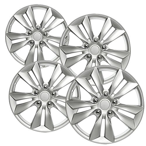 16 inch Hubcaps Best for 2011-2014 Hyundai Sonata - (Set of 4) Wheel Covers 16in Hub Caps Silver Rim Cover - Car Accessories for 16 inch Wheels - Snap On Hubcap, Auto Tire Replacement Exterior Cap
