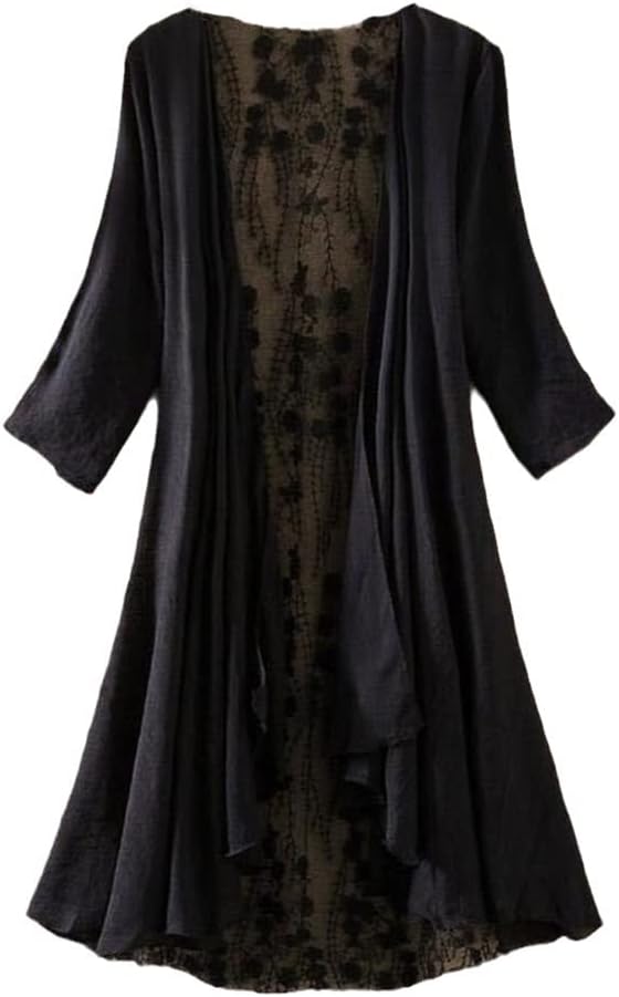 Spring/Summer Ladies Chiffon Kimono Cardigan Lace Long Shirt Ruffled Hollow Loose Cardigan