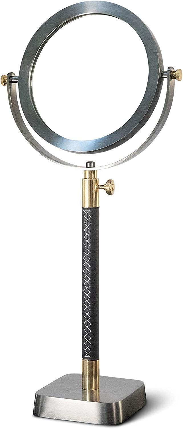 Aluminum Leather One Side Tabletop Vanity Mirror (DH8025) | Height Adjustable Mirror for Makeup | Vanity Table Mirror.