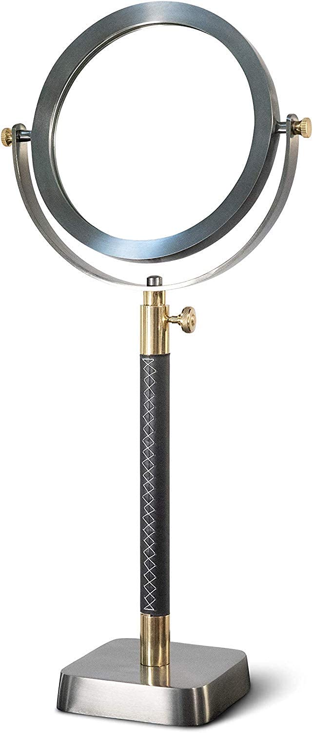 Aluminum Leather One Side Tabletop Vanity Mirror (DH8025) | Height Adjustable Mirror for Makeup | Vanity Table Mirror.