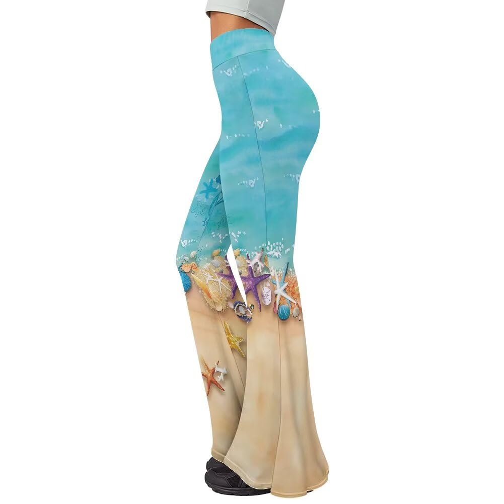 Starfish Blue Sea Women's Flare Yoga Pants High Waisted Casual Bootcut Leggings
