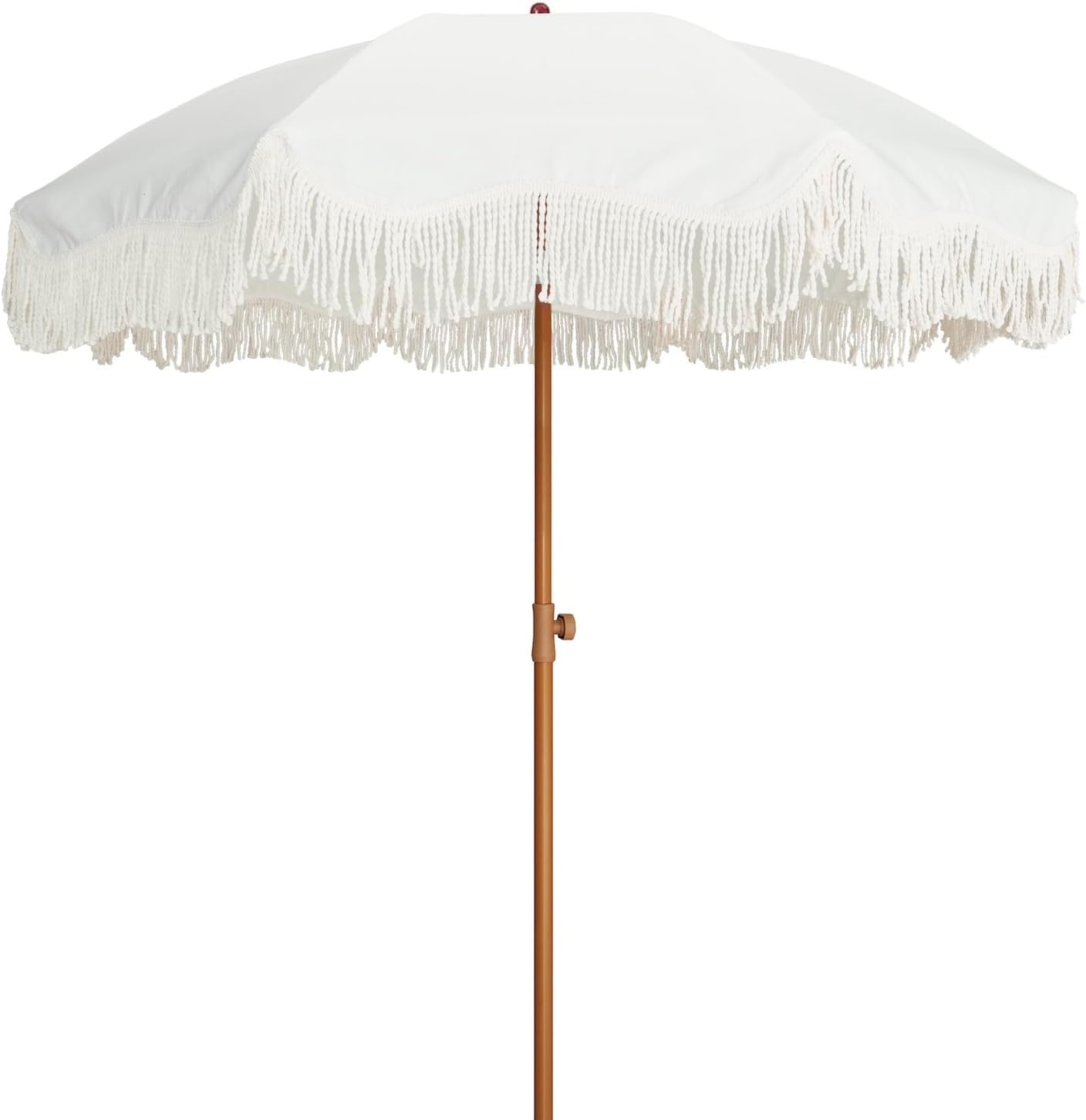 Parasol Boho à franges pour extérieur et patio