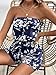SOLY HUX Women's Floral Print Strapless Sleeveless Tube Romper Summer Short Jumpsuit Blue and White Floral Small