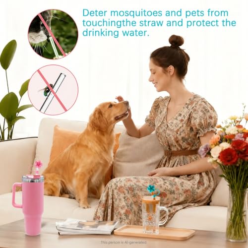 Image of BTYHAOS Straw Covers, Dust Proof Straw Toppers Fit Stanley 30 40oz Tumbler | Reusable Food-Grade Silicone Straw Covers Cap for Most 10mm Reusable Straw
