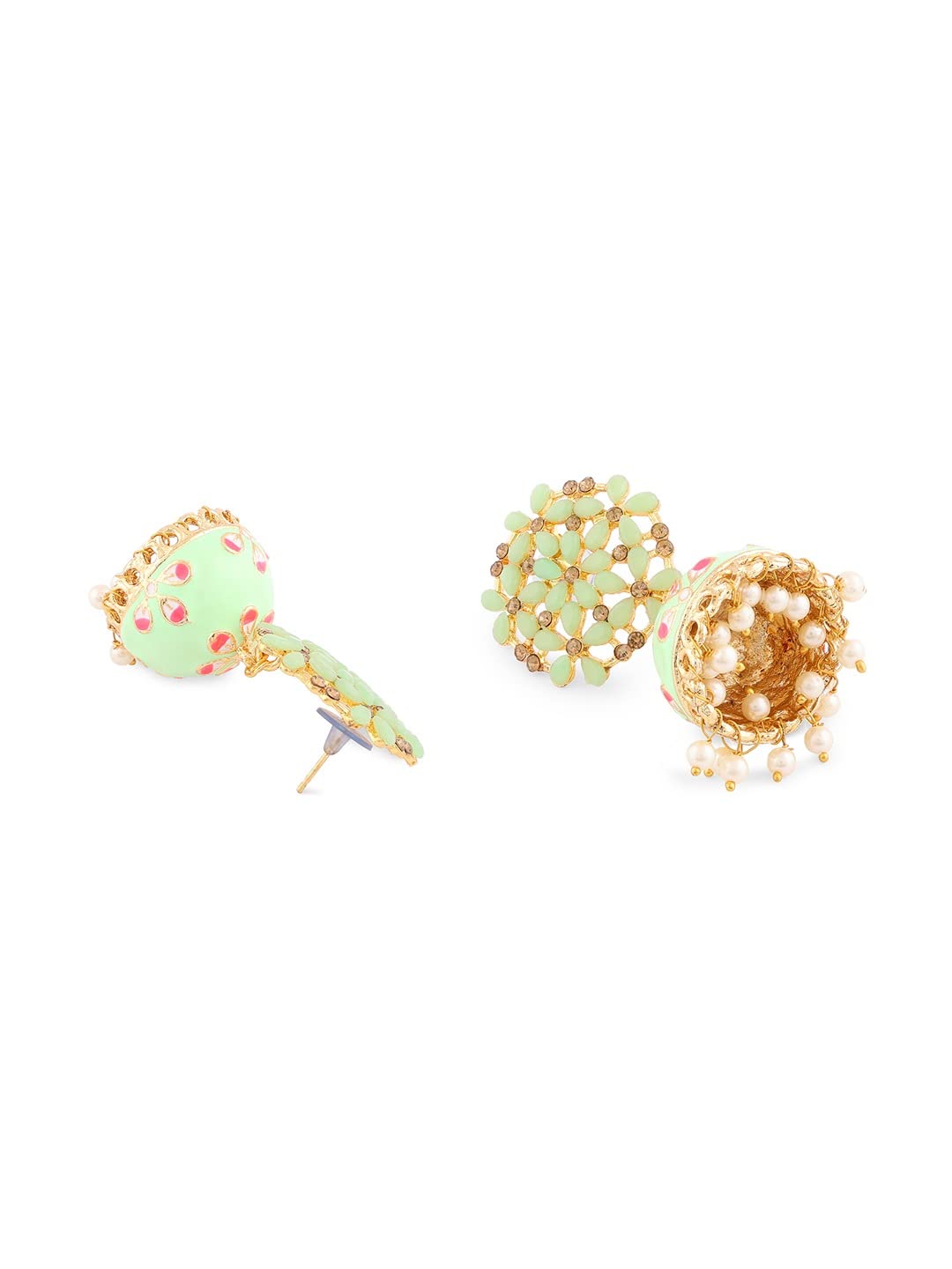 Meenakari Flower Shape Ethnic Jhumki Earring For Women