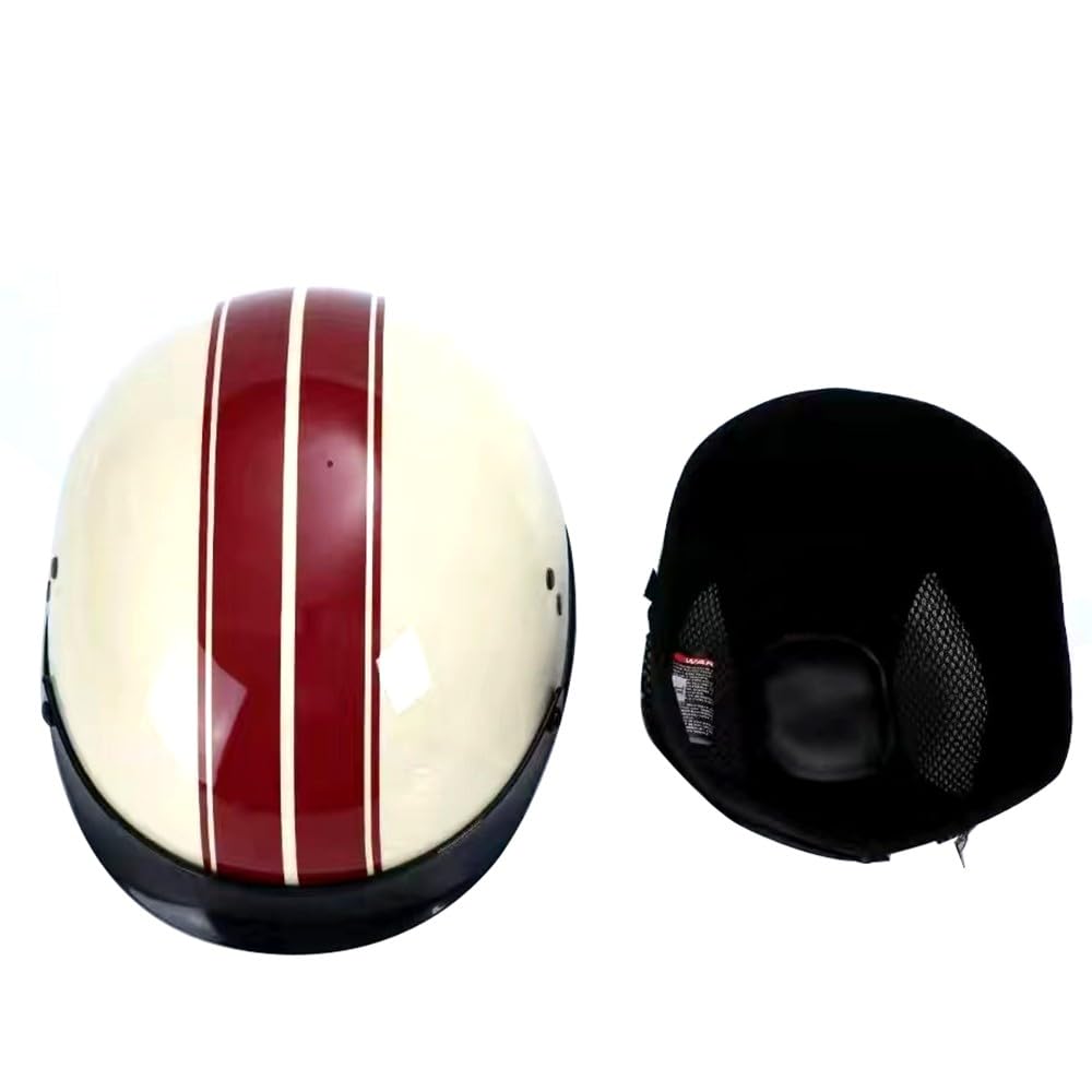 Retro Motorrad Halbhelme, Motorrad Jethelm mit Visier, Halbschalenhelm ECE Zulassungiber Motorradhelm Braincap für Herren und Damen, Halbhelm Retro Motorradhelm