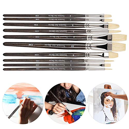 10Pcs Set di pennelli per pittura a olio, Pennello...