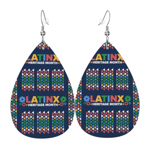 Latinx Heritage Month Earrings For Women Fashion Pendant Teardrop Faux Leather Dangle Drop Earrings