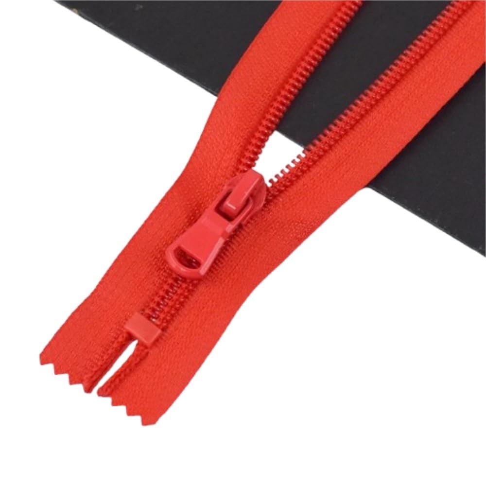 Zip Fastener 10Pcs 5# Nylon Zippers, Silence Close-end for Jacket(Red,15cm)