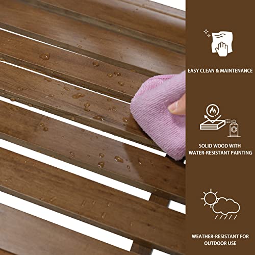 Mupater Outdoor Patio Hanging Wooden Porch Swing 5Ft With Chains, 3-Person Heavy Duty Swing Bench For Garden And Backyard, Wood Brown #TOP5