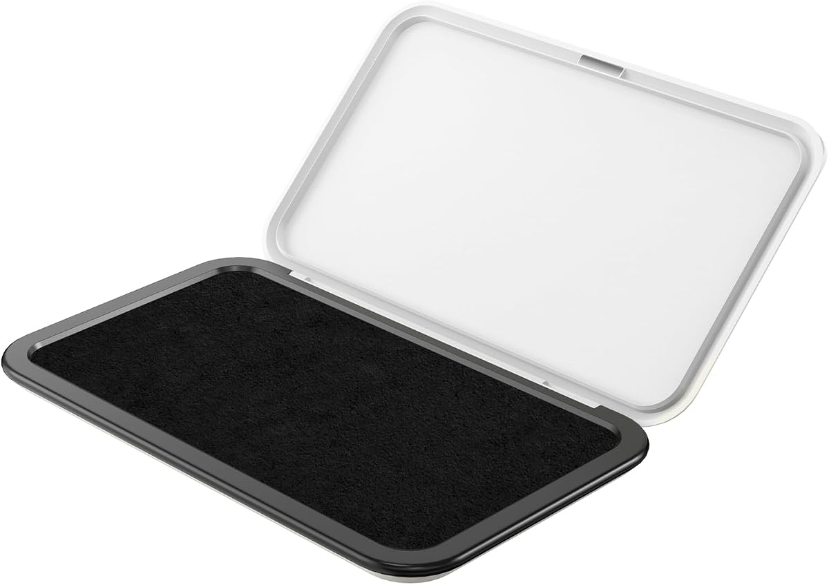 Large Stamp Pad, 3.5" x 6.25", Felt Ink Pad, Black | Magnetic Lid, Refillable, Crisp & Clear Prints, Quick-Drying, for Rubber, Wooden, Fingerprint & Craft Stamps
