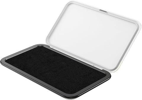Large Stamp Pad, 3.5" x 6.25", Felt Ink Pad, Black | Magnetic Lid, Refillable, Crisp & Clear Prints, Quick-Drying, for Rubber, Wooden, Fingerprint & Craft Stamps