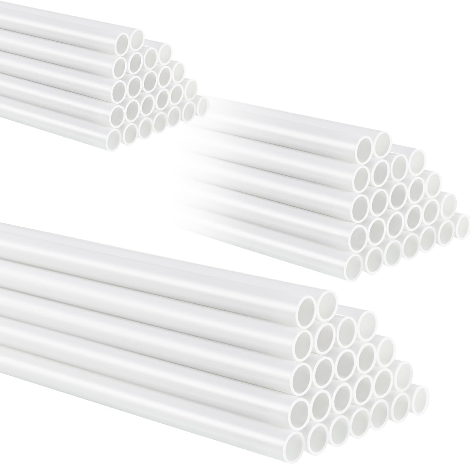 Boao Plastic Cake Dowels Rods for Tiered Hollow Wedding Cake Round support Rods Straws for Stacking and Supporting(9.5 In/12 In/6 in Length,White,24 Pcs)