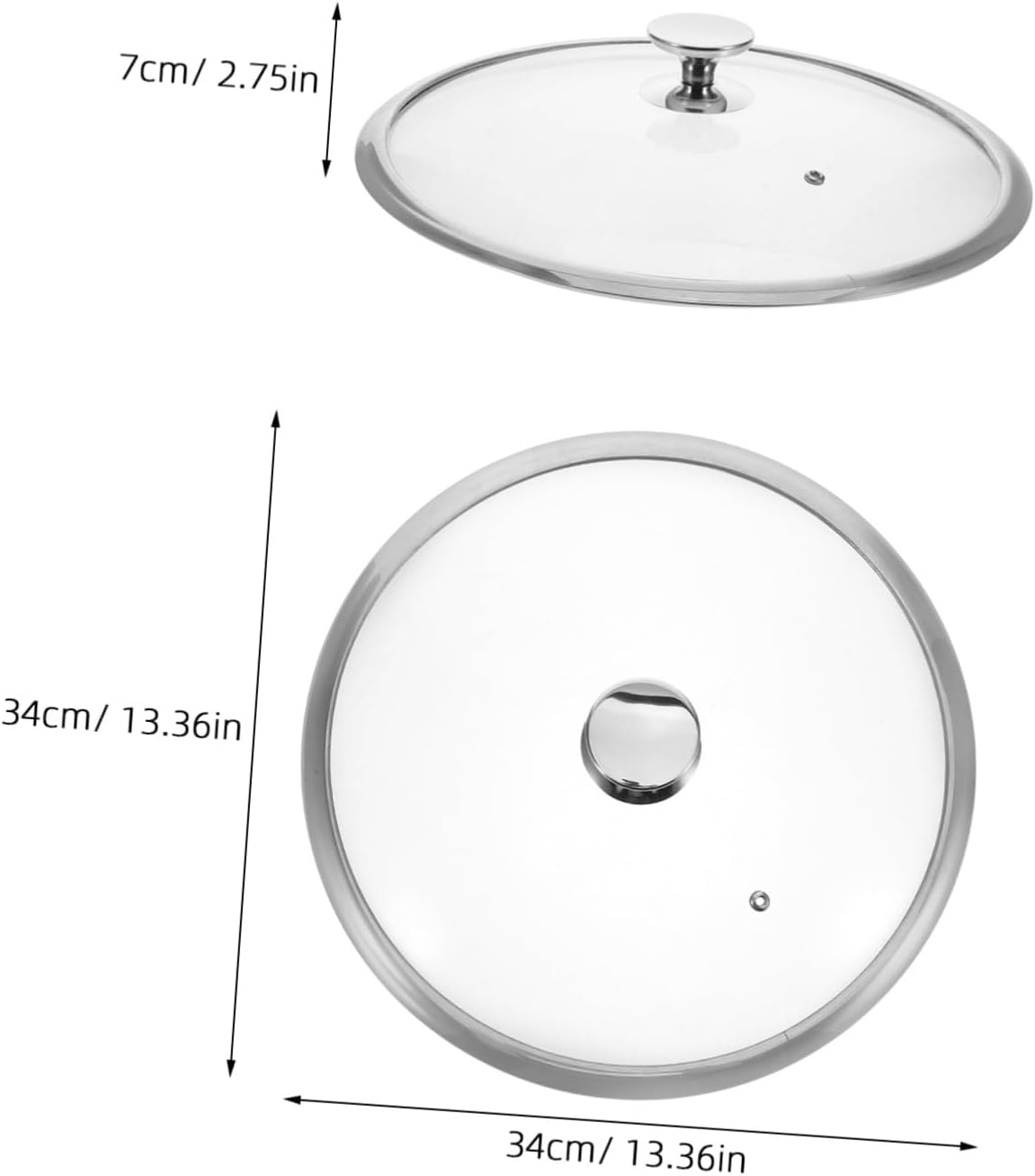 Mikinona 1pcs Stainless Steel Tempered Glass Lid for Frying Pans and Skillets Cooking Pot Cover Safe High-temperature Resistant Replacement for Kitchen Cookware