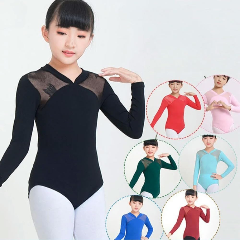 JJDFW Costume da danza per bambini, body da danza per ragazze, pagliaccetto da ginnastica, uniforme da allenamento, body per bambini