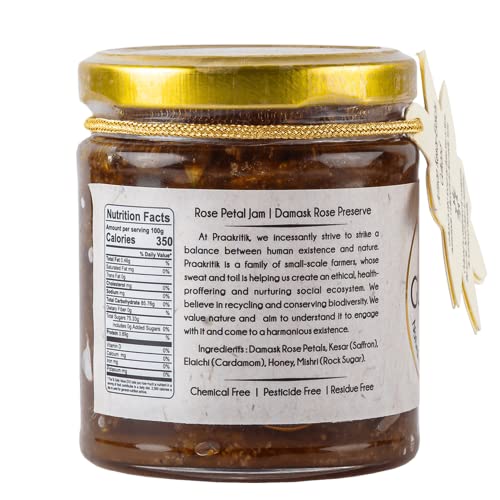Image of Praakritik Gulkand Natural Kesar Elaichi - 250g, Artisan Flavor with Rose Petals, Honey & Mishri, Pure Vegetarian, Rich in Calcium & Antioxidants