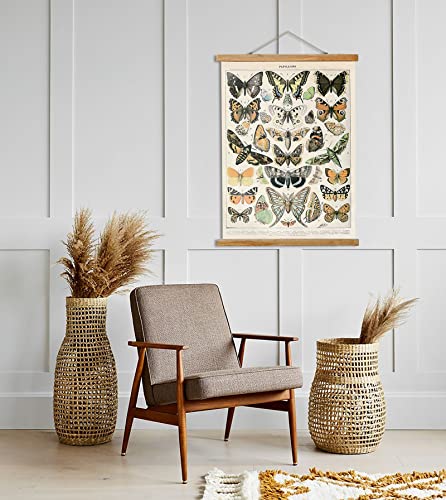 Ovfovy Vintage Butterflies Poster Hanger Frame, Retro Style Of Wall Art Prints, Printed On Linen With Natural Wooden Frames, Illustrative Reference Chart Poster For Living Room Office Bedroom #TOP2