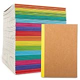 56 Pack A5 Kraft Notebooks, Lined Blank Travel Rainbow Spine Journal Bulk, 60 Pages Soft Cover...