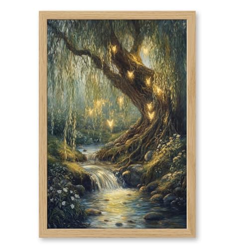 Vintage Enchanted Forest Fairycore Wall Art Magical Willow Tree Fairies