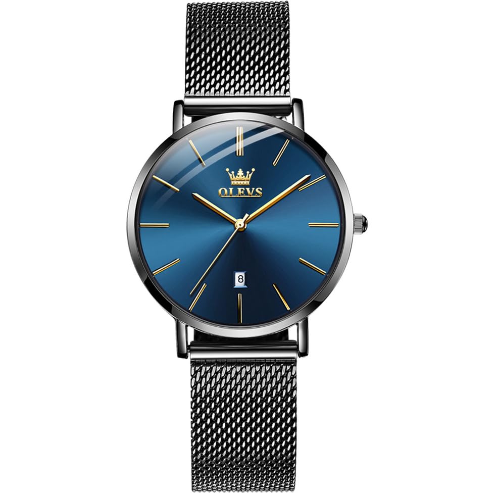 Image of OLEVS Womens Watch Minimalist Simple Slim Thin Original Analog Quartz Dress Wrist Watches Stainless Steel Mesh or Leather Strap Waterproof Watches for Ladies