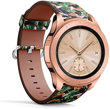 Amazon Com Compatible With Samsung Galaxy Watch 42mm Quick Release Leather Band Bracelet Strap Wristband Replacement Tropical Hawaii Leaves Palm Tree Cell Phones Accessories