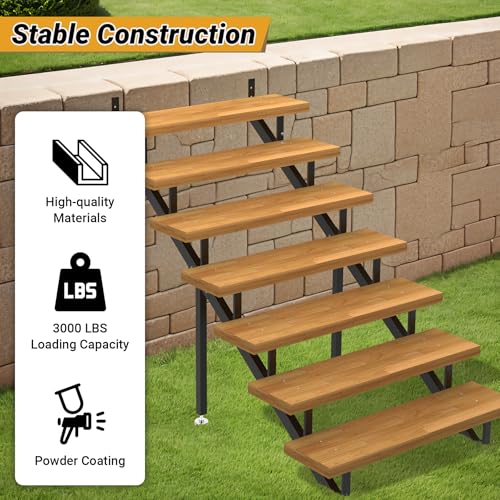 image for Toriexon Steel Stair Step Riser 7-Step, Metal Stair Stringer with Rein
