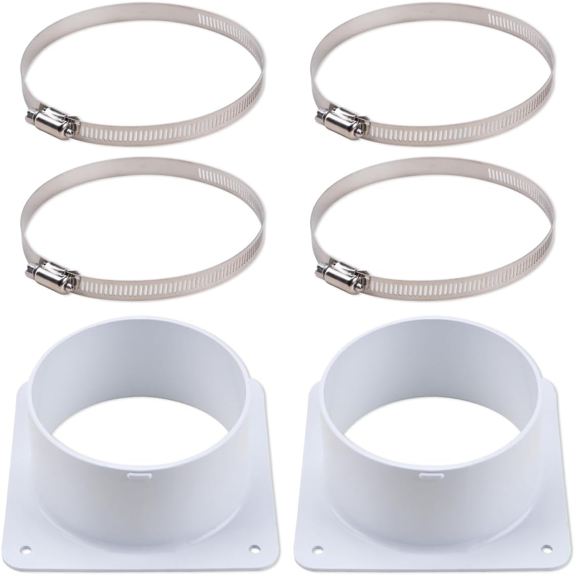 ZORZA 2Sets Duct Connector Kit with Adjustable Ducting Clamps Wall Plate Plastic Dryer Vent Hose Connector for Efficient Heating and Cooling HVAC Ventilation System