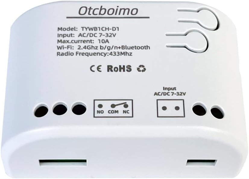 Smart WiFi Wireless Relay Switch Module, Tuya 1CH AC/DC 7-32V/ USB 5V Smart Life Remote Control Dry Contact Momentry Switch Compatible with Alexa and Google Home power adapter