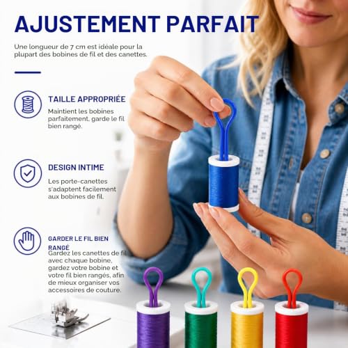 CeoxThao 100 Pièces Porte, Bobines de Fil Couture Et Organiseurs de Canette, Porte, Canette pour Bobines, Couleur Vive pour Rangement Et Organisation de Fil, Fil Plastique Durable – vue 5