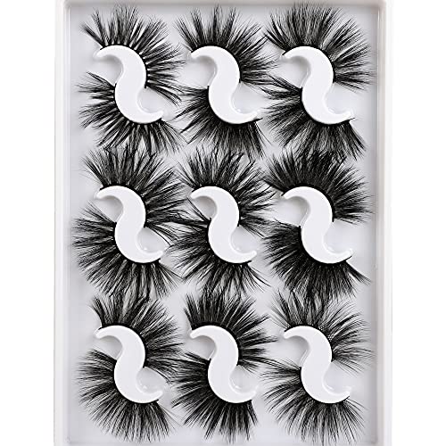 6D Faux Mink Eyelashes 25MM Long False Lashes YAWAMICA 9 Pairs 9 Styles Thick Fluffy Volume Fake Eye Lashes