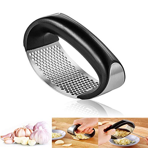 Neepanda Stainless Steel Garlic Press Rocker Garlic Chopper Crusher Rocking Solid Mincer Ginger Crusher Squeezer - Easy to Clean, Dishwasher Safe, Perfect Gift for Any Occasion