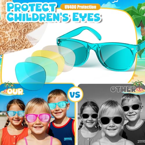 27 PACK Kids Sunglasses Bulk Party Favors,Neon Sunglasses with UV400 Protection,80s Retro for Boys Girls Age 3-8, Beach Pool Birthday Party Supplies, End of Year Student Gifts Goody Bag4