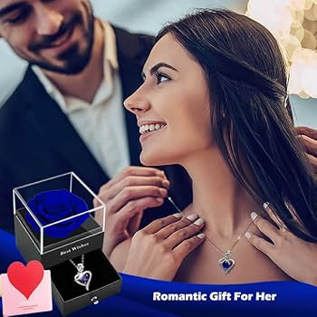 Fleur Éternelle JEWELRY CASE MINI BLUE Amazon.com: Blue Rose Box with Crystal Necklace - Real