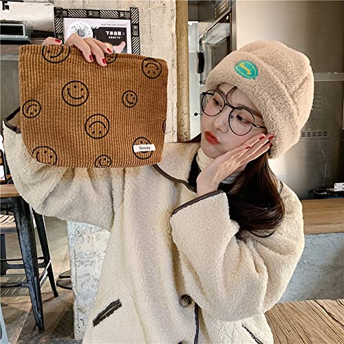Cosmetic Bags For Women - Corduroy Cosmetic Bag Aesthetic Women Handbags Purses Smile Dots Makeup Organizer Storage Makeup Bag Girls Pencil Case Bags (Beige) #TOP3