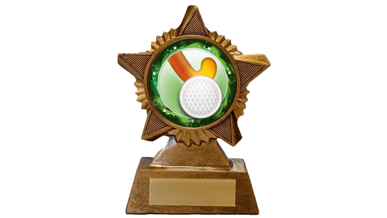 Troshow Antique Gold Hockey Trophy Award Premier Star 120Mm Heavy Resin Field Hockey Free Engraving -Troshow1-Gd