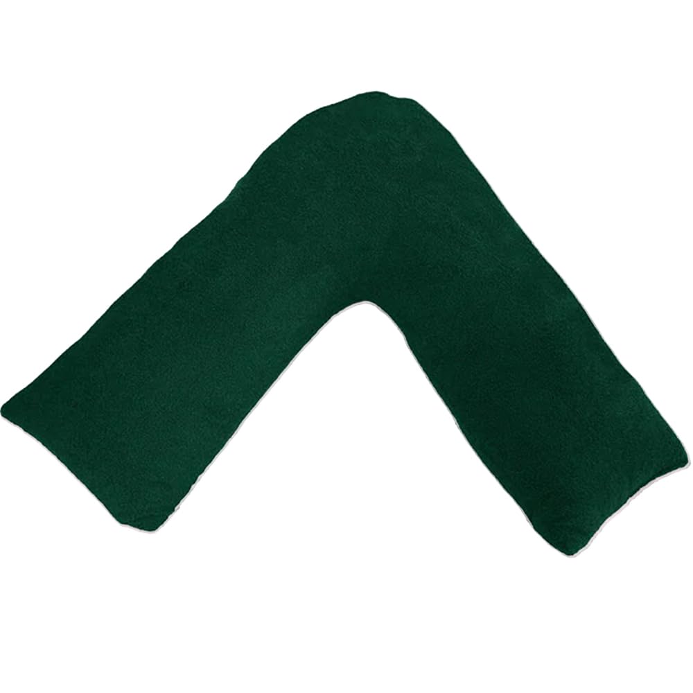 Lancashire Textiles V Shaped Pillow – Teddy Fleece, Hollowfibre Filling, Supportive Pillow for Sitting Up, Relaxing, or Sleeping, Made in Britain (Bottle Green, 66cm x 36cm x 33cm)