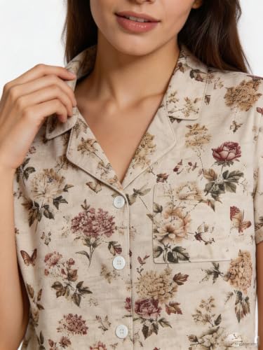 Image of Women's Button Down Pajama Set with Pockets Soft Loungewear S-2XL