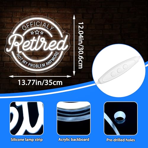 Image of Retired Neon Sign for Wall Decor Retirement Neon Light for Retiree Man Cave | Dimmable LED Neon,Retiree Birthday Gifts,Led 5V USB Powered,Retiree Bedroom Decor,Retirement Party Wall Art,13.7*12in