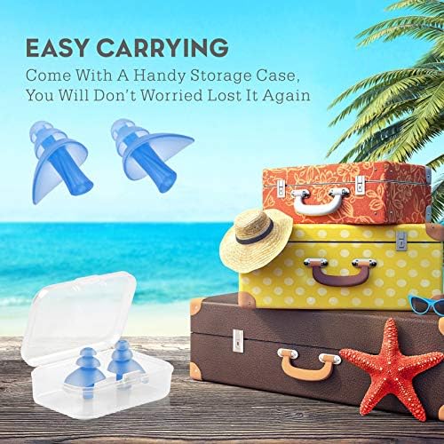 Swimming Earplugs, Eargrace 3 Pair Waterproof Reusable Silicone Ear Plugs for Swimming Showering Bathing Surfing and Other Water Sports