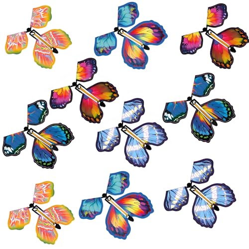 Gleemix 10 Stk Magisch Fliegende Schmetterling Scherzartike, Schmetterling Zaubertricks Karte, Magic Butterfly Trainer, Schmetterling Deko Geburtstag Überraschung Geschenk, Kleine Geschenke Für Kinder