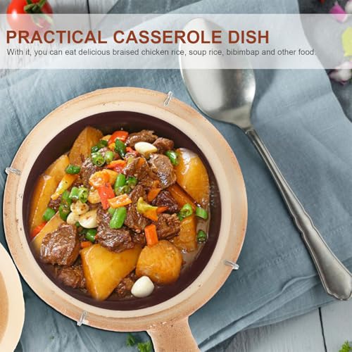 LIFKOME Pottery Casserole Pot 0.8L Ceramic Cooking Dish with Single Handle Heat-Resistant Kitchen Food Stew Pot for Home and Restaurant Use