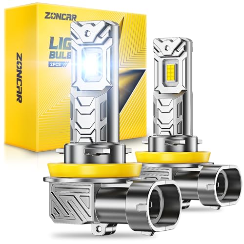 Image of H11 LED Bulb, 60000LM 6500K Cool White, Real 1:1 Size to H16 Stock Bulbs Plug N Play, IP68 IP6X 60000hrs Lifespan Headlight Bulbs, Pack of 2