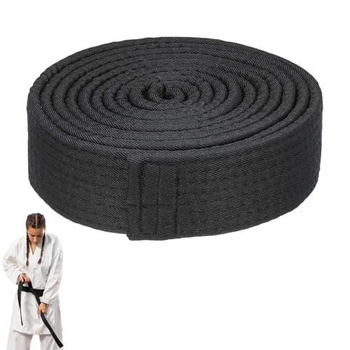 Tarqite 280cm Black Belt, Karate Black Belt, Durable Polyester Cotton Blend Double Wrap Bel t for Karate Judo Taekwondo Practice (Black)