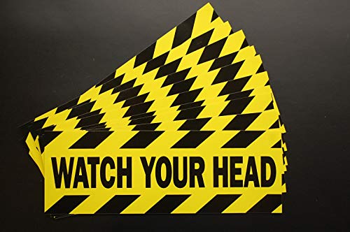 Five Star Graphics Watch Your Head Sticker Vinyl Decal (10 Pack) 8\" X 2.75\" Caution Waterproof Indoor Outdoor (X10PS48)