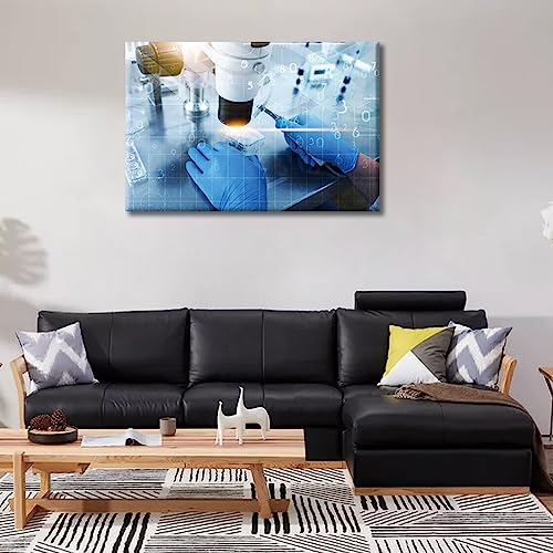 Image of TUMOVO 1 Panel Microscope Medicine Poster Canvas Wall Art Clinical Laboratory Posters and Prints Young Scientist Bathroom Decor Wall Art Print on Canvas Framed Ready to Hang, 24 inch Wx36 H