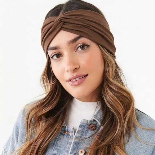 Image of DRESHOW 4 Pack Turban Headbands for Women Wide Vintage Head Wraps Knotted Cute Hair Band Accessories