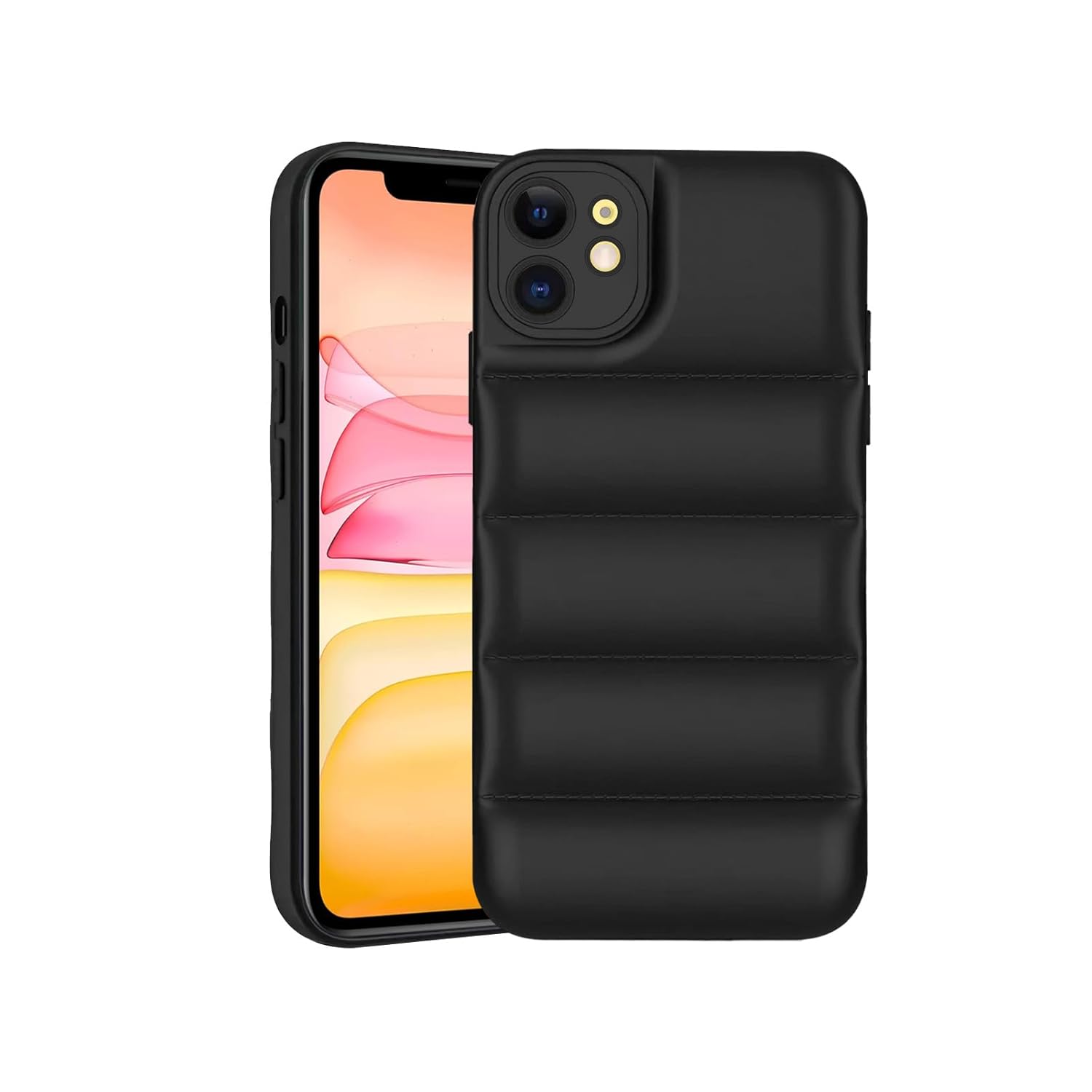 Plus Puffer Case Camera Protection Soft Back Cover for Apple iPhone 11 – Black