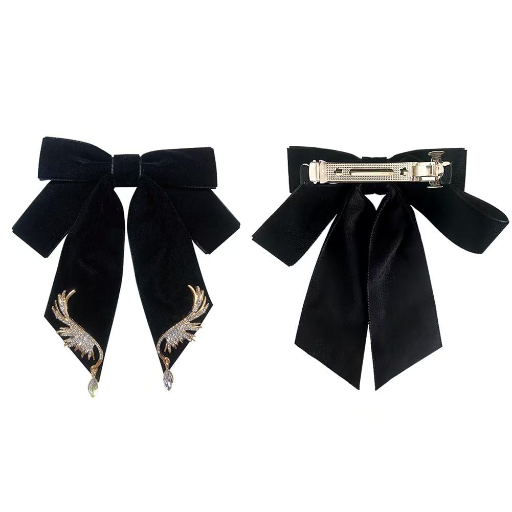 JKQBUX Versailles series Baroque Retro Velvet Ribbon Bow Barrettes Hair Clip Hair Bow Clip Hair Accessories for Women Girl Wedding Party Christmas