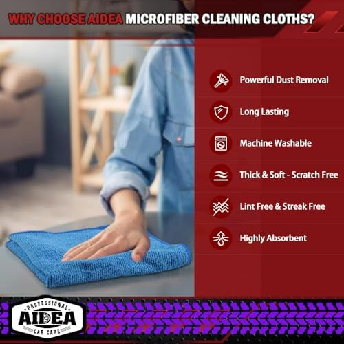 AIDEA Microfiber Cleaning Cloth 10PK, Microfiber Towels for Cars 12"Γ12" - 2